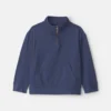 Boys Quarter-Zip Rib Pullover Sweatshirt - Navy Blue