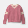 Girls 2-Piece Varsity Sweater - Pink/Cream 5 Girls 2-Piece Varsity Sweater - Pink/Cream