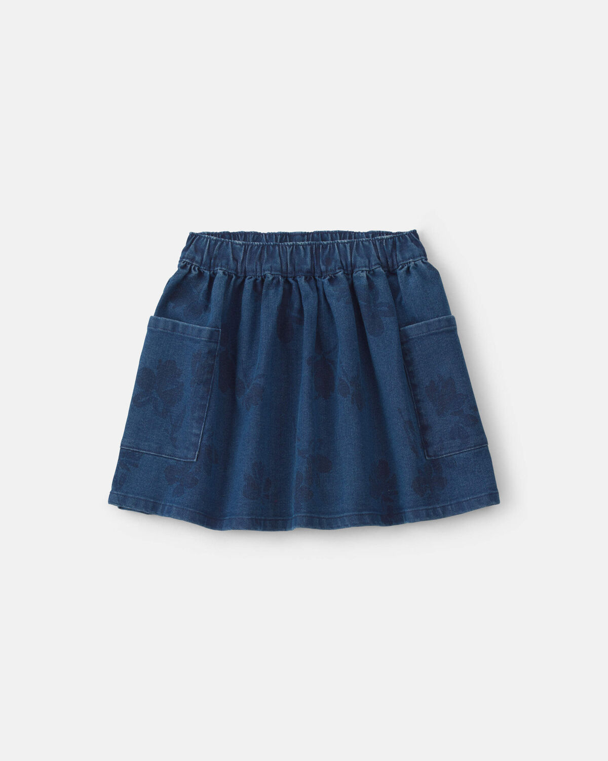 Girls Floral Denim Skirt - Medium Wash 1 Girls Floral Denim Skirt - Medium Wash