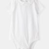 Baby Scalloped Collar Short-Sleeve Bodysuit - White