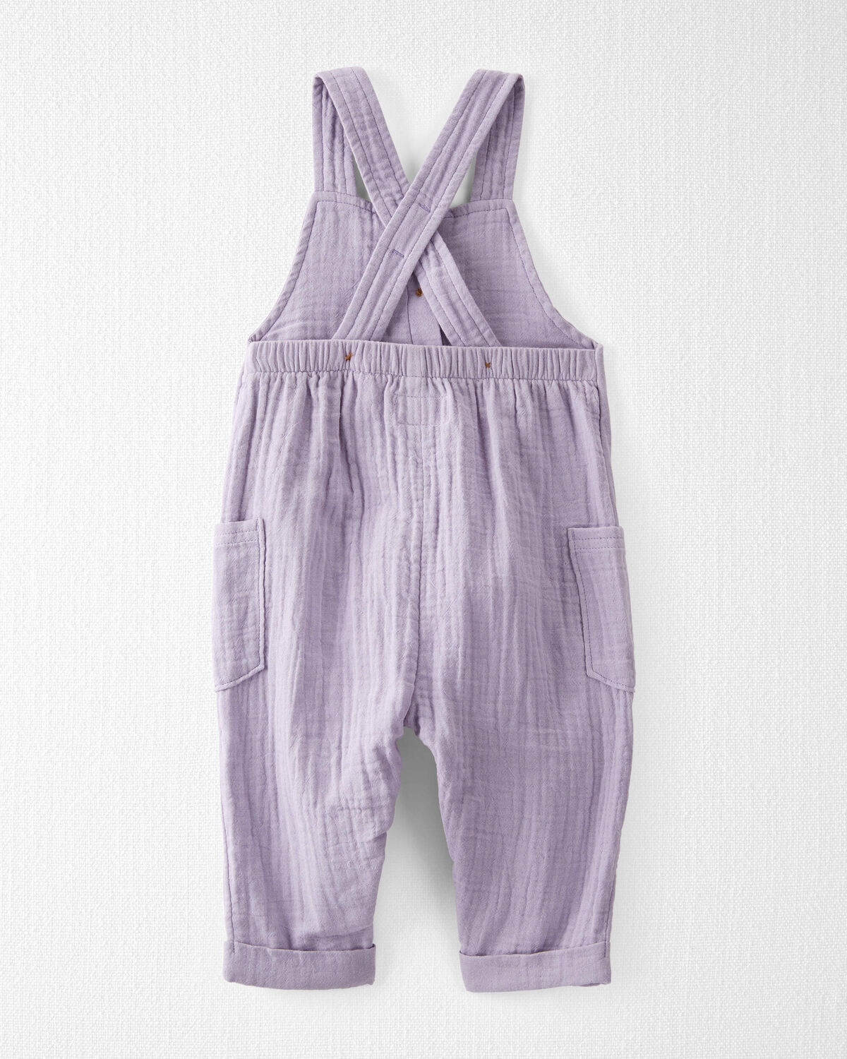 Baby Organic Cotton Gauze Overalls in Lilac 2 Baby Organic Cotton Gauze Overalls in Lilac