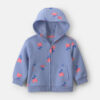 Baby Girl Floral Fleece Zip-Up Hoodie - Blue 7 Baby Girl Floral Fleece Zip-Up Hoodie - Blue