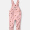 Baby Girl Bear Corduroy Overalls - Pink