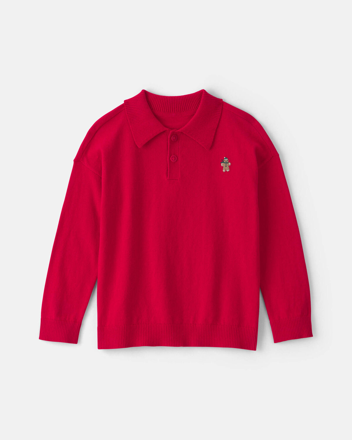 Toddler Boy Gingerbread Polo Sweater - Red