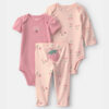 Baby Girl 3-Piece Strawberry Bodysuit & Pant Set - Pink 6 Baby Girl 3-Piece Strawberry Bodysuit & Pant Set - Pink