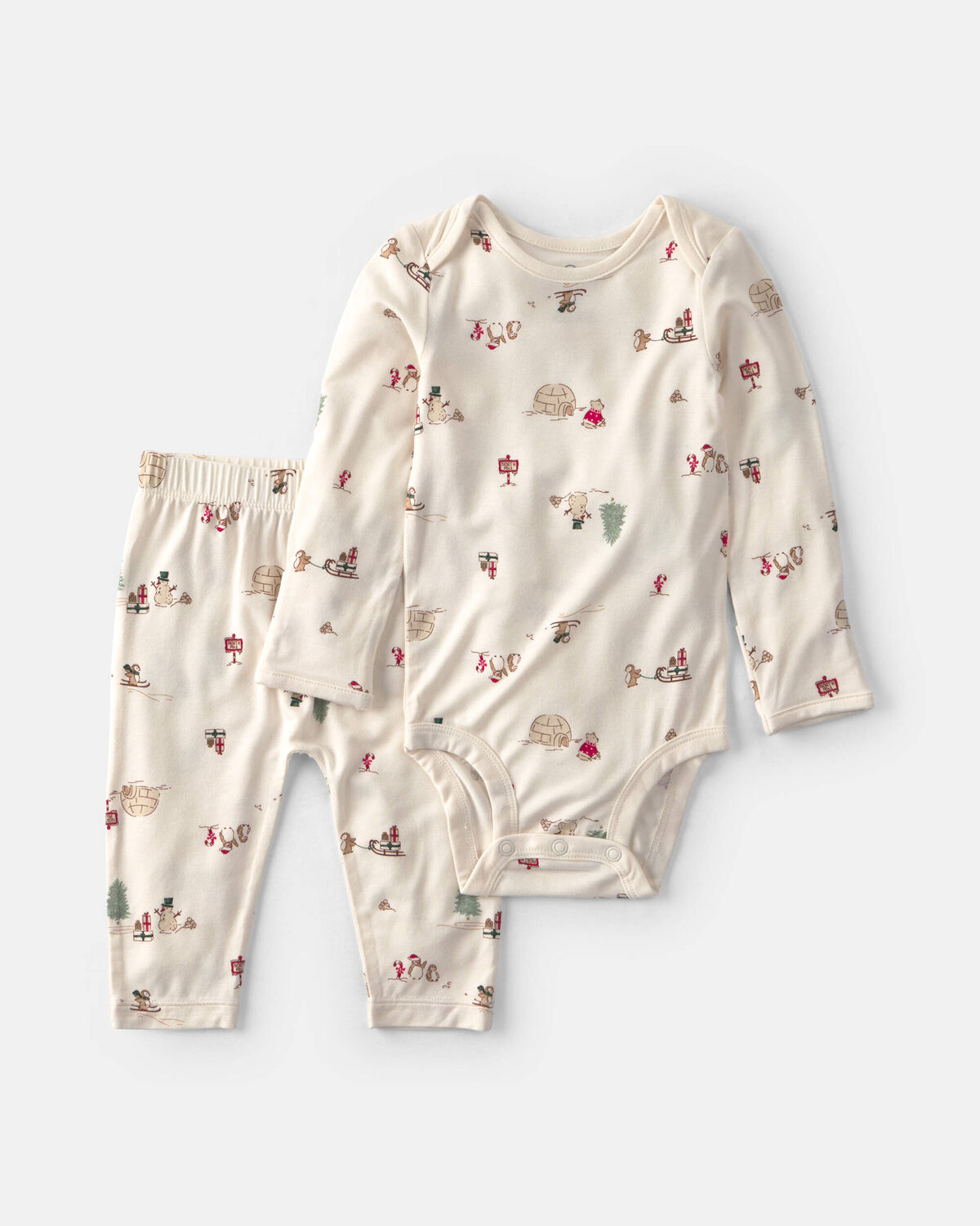 Baby 2-Piece North Pole PurelySoft™ Long-Sleeve Bodysuit & Pant Set - Cream 1 Baby 2-Piece North Pole PurelySoft™ Long-Sleeve Bodysuit & Pant Set - Cream
