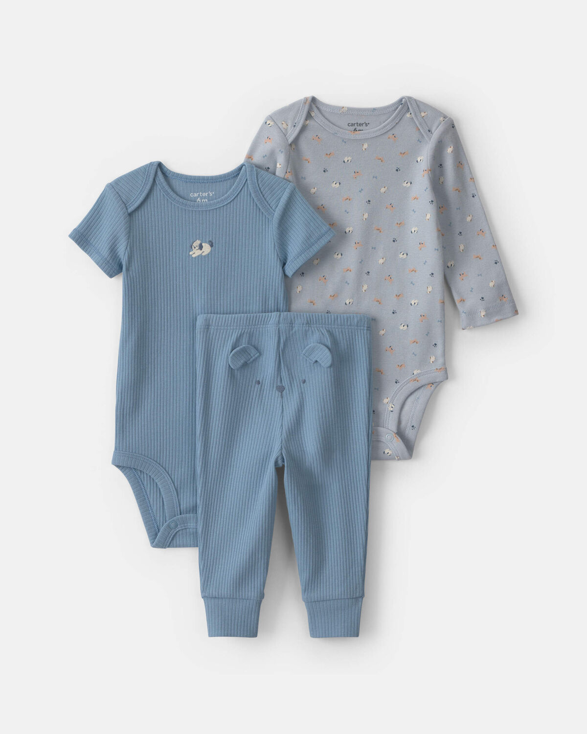 Baby Boy 3-Piece Dog Bodysuit & Pant Set - Blue/Grey 1 Baby Boy 3-Piece Dog Bodysuit & Pant Set - Blue/Grey