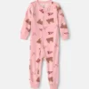 Toddler Girl 1-Piece Bears & Bows DreamPlush Snug Fit Pajama - Pink