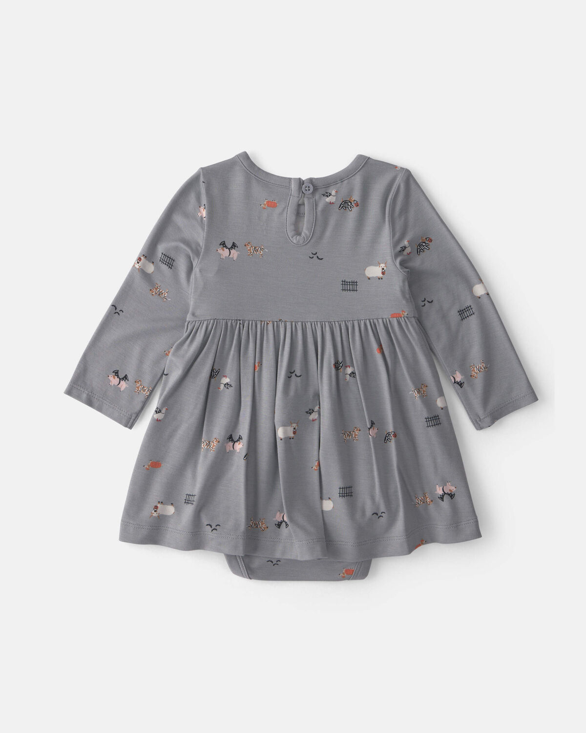 Baby Girl Halloween PurelySoft™ Long-Sleeve Bodysuit Dress - Grey 2 Baby Girl Halloween PurelySoft™ Long-Sleeve Bodysuit Dress - Grey