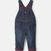 Baby Boy Buffalo Check Denim Overalls - Dark Wash