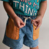 Toddler Colorblock Long-Line Shorts in Denim