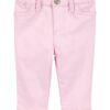 Baby Woven Embroidered Hem Pants - Pink