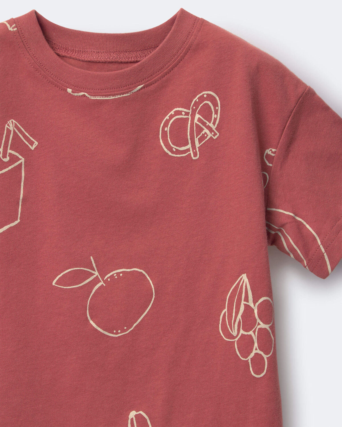 Toddler Relaxed Tee in Snack Print - Red