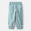 Toddler Girl Bow-Cuff Poplin Joggers - Blue 7 Toddler Girl Bow-Cuff Poplin Joggers - Blue