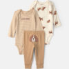 Baby Boy 3-Piece Dog Long-Sleeve Bodysuit & Pant Set - Brown/Cream