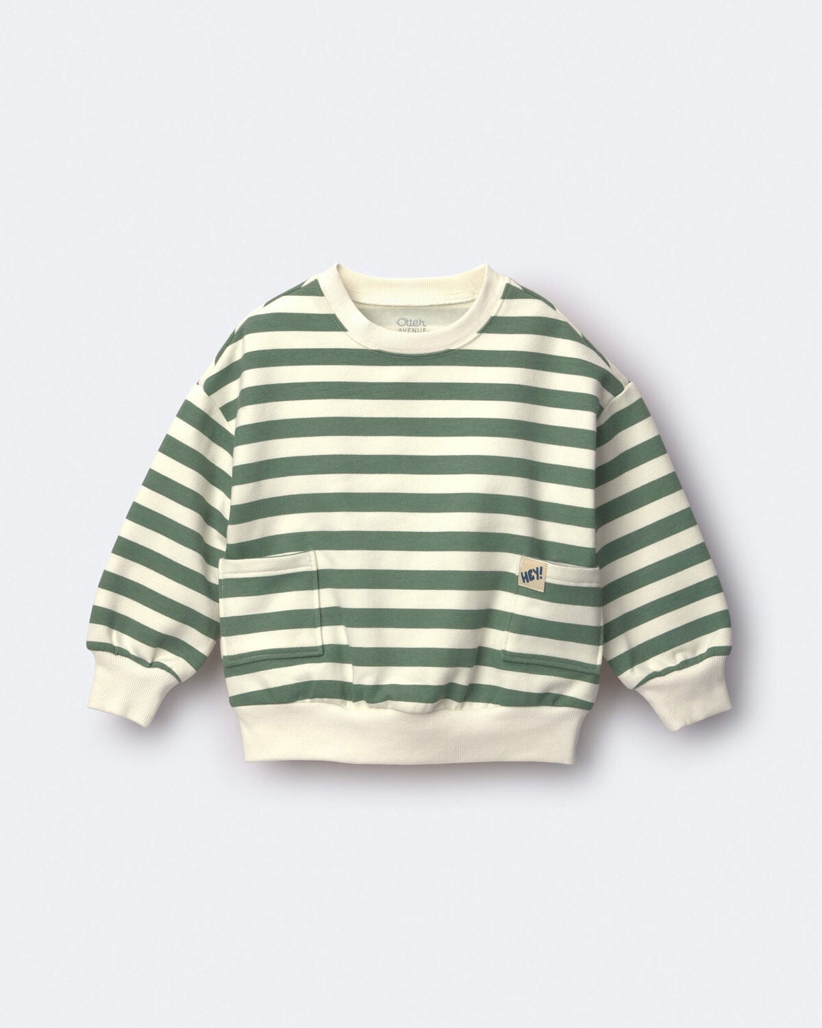 Toddler Otter Sweatshirt™ with Pockets in Stripes - Olive/Cream