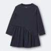 Toddler Girl Ribbed Long-Sleeve Asymmetrical Dress - Navy