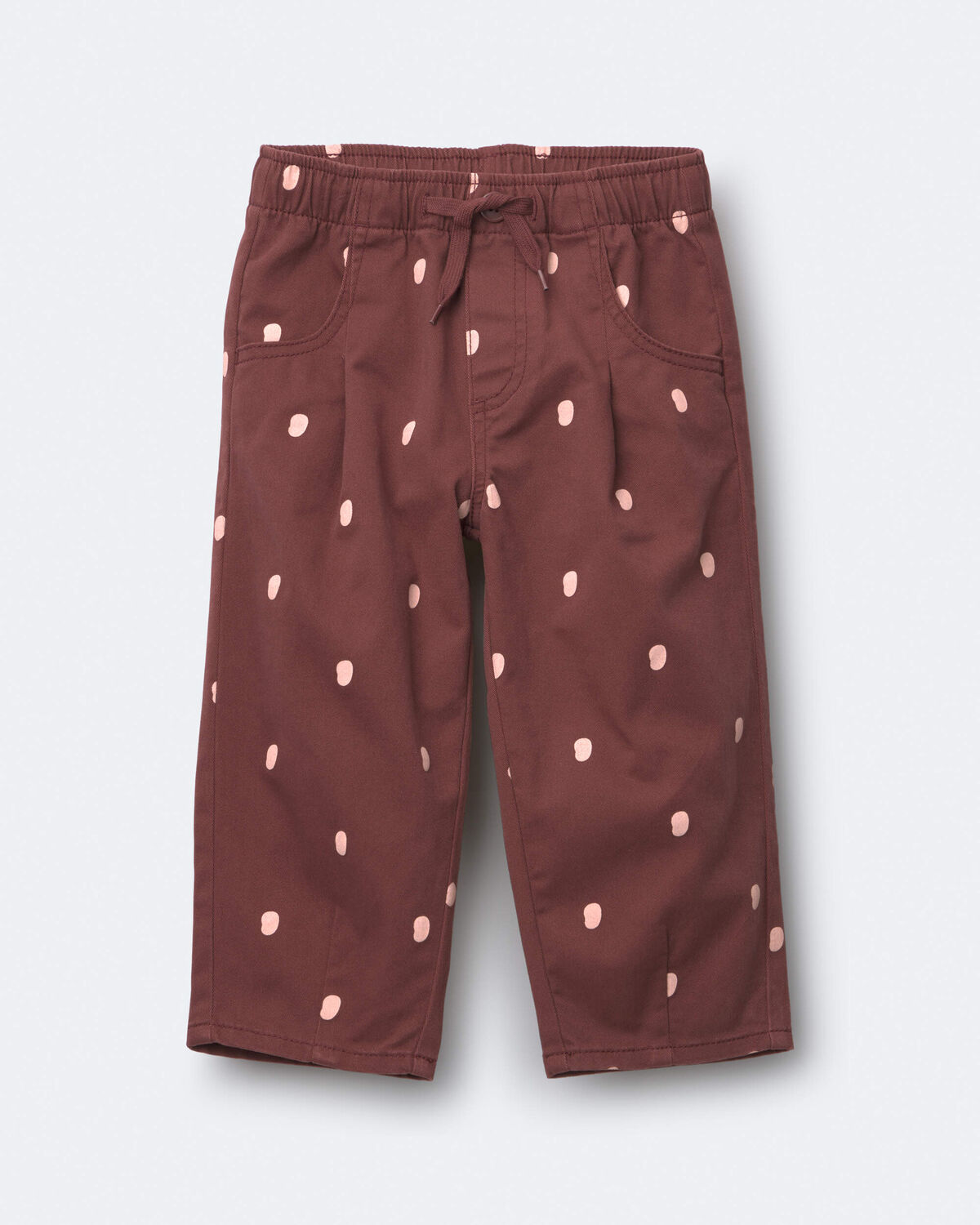 Toddler Girl Pleated Pants in Polka Dots - Burgundy