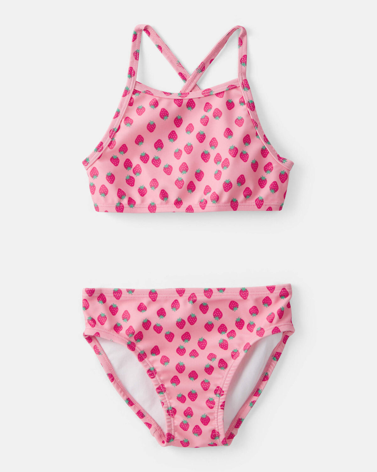 Toddler Girl 3-Piece Strawberry Rashguard Swimsuit Set - Pink 3 Toddler Girl 3-Piece Strawberry Rashguard Swimsuit Set - Pink
