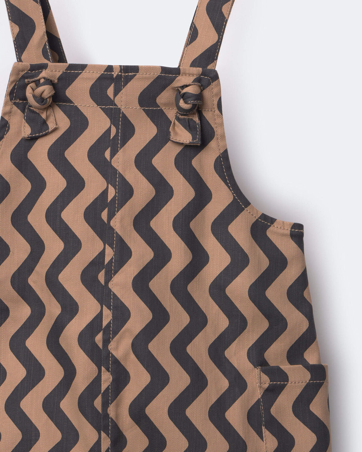 Toddler  Chevron Knot-Tie Overalls - Tan