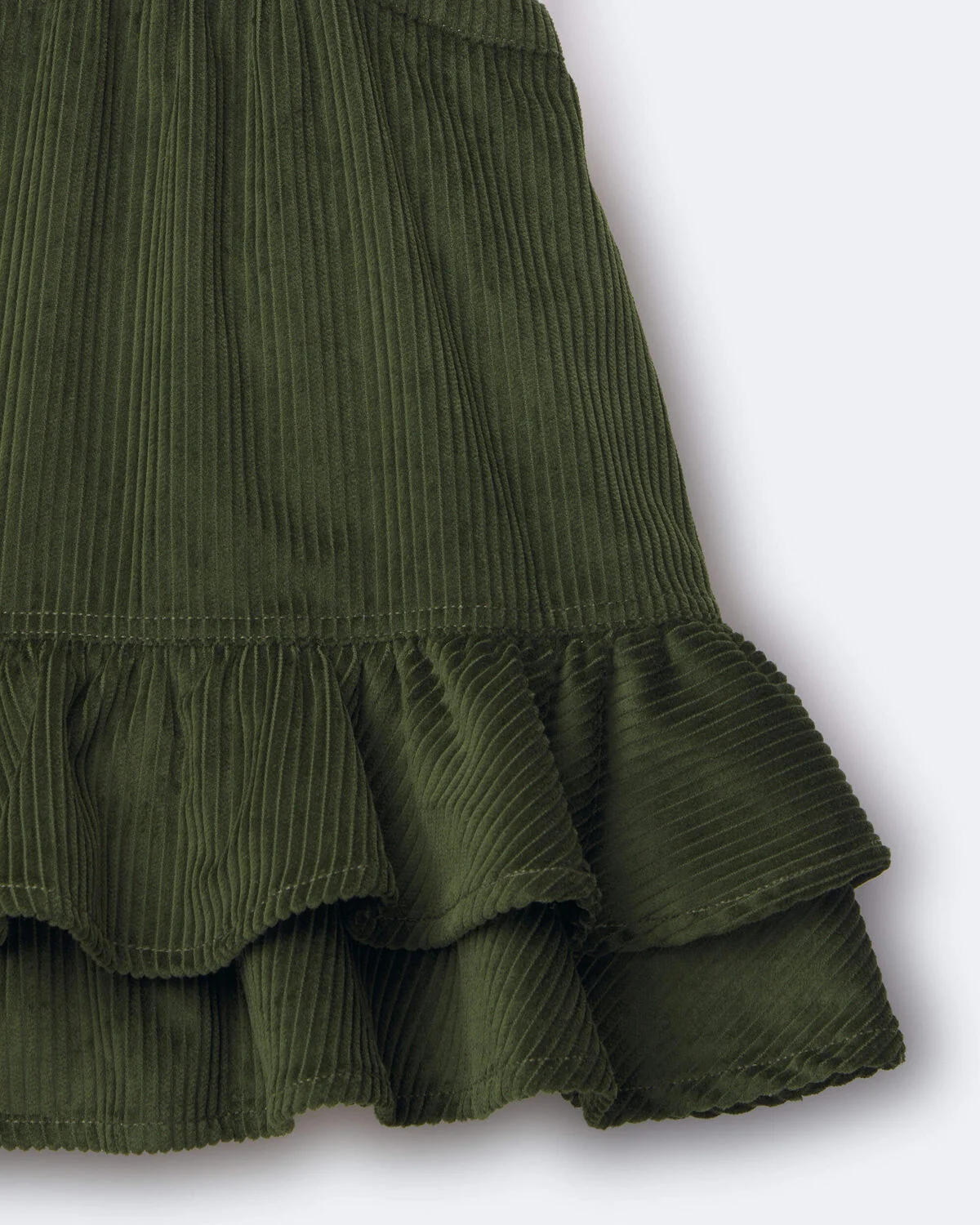 Toddler Girl Ruffle Skirtall - Olive 5 Toddler Girl Ruffle Skirtall - Olive