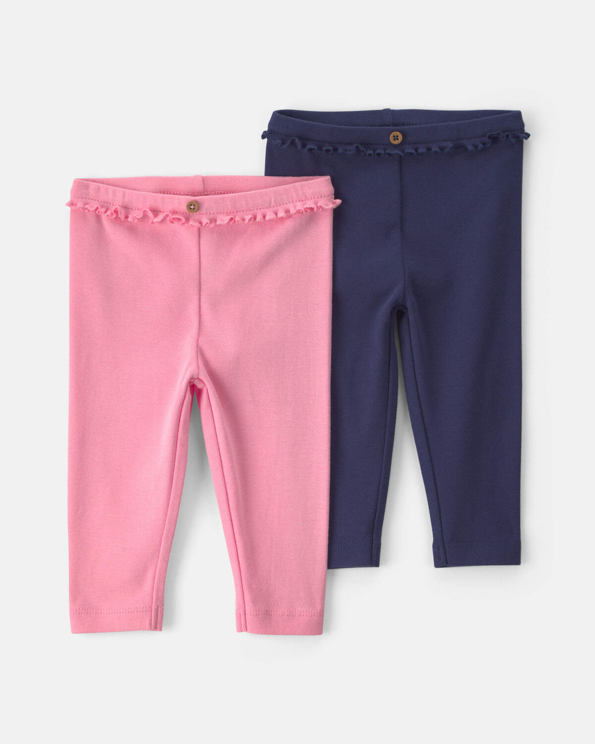 Baby Girl 2-Pack Cotton Pull-On Pants - Pink/Navy Blue 1 Baby Girl 2-Pack Cotton Pull-On Pants - Pink/Navy Blue