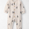 Baby Organic Cotton Waffle Knit Jumpsuit in Penguins
