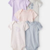 Baby Girl 5-Pack Swan Multipack Bodysuits - Purple/Blue