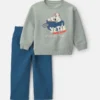 Toddler Boy 2-Piece Yeti Fleece Long-Sleeve Top & Pant Set - Grey/Blue