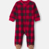 Baby Buffalo Check Fleece 2-Way Zip Sleep & Play Pajamas - Red/Black