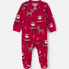 Baby Brown Santa Christmas 100% Cotton 2-Way Zip Sleep & Play Pajamas - Red