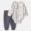 Baby Boy 2-Piece Camping Long-Sleeve Bodysuit & Pant Set - Grey