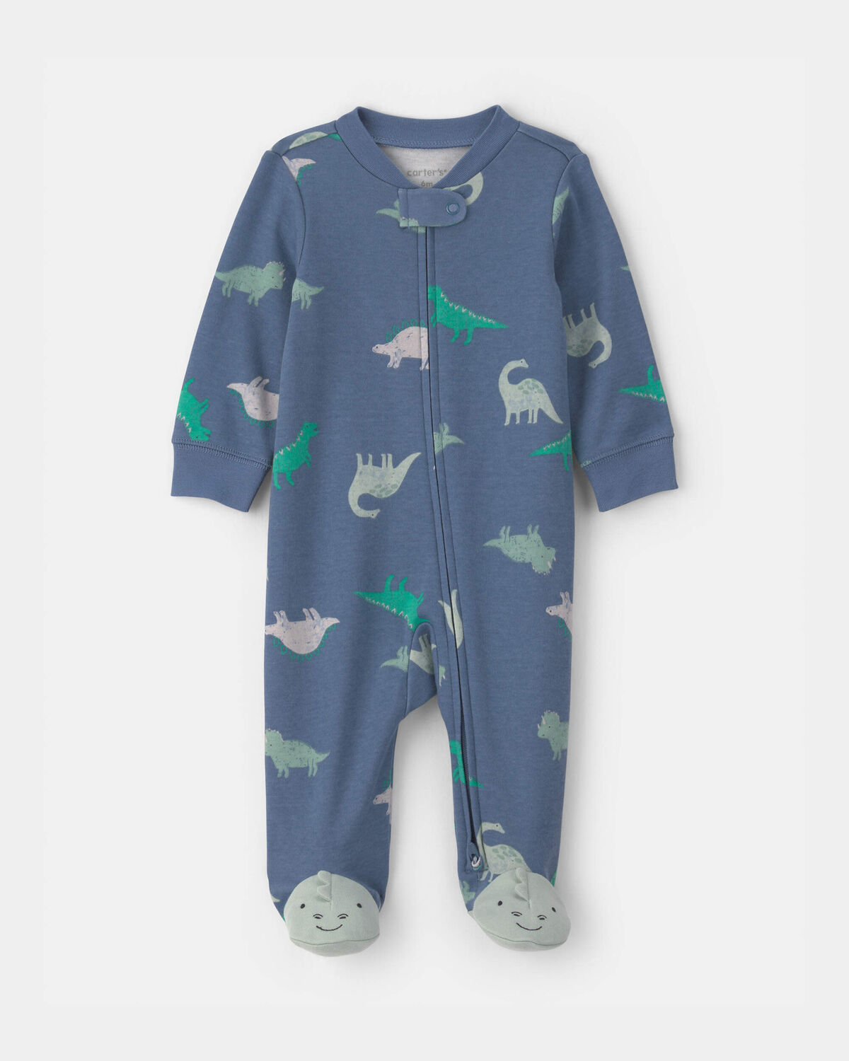 Baby Boy Dinosaur 2-Way Zip Sleep & Play Pajamas - Blue 1 Baby Boy Dinosaur 2-Way Zip Sleep & Play Pajamas - Blue