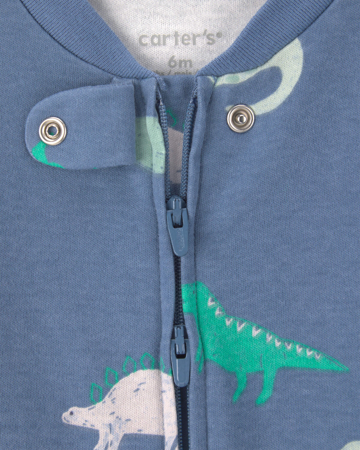 Baby Boy Dinosaur 2-Way Zip Sleep & Play Pajamas - Blue 2 Baby Boy Dinosaur 2-Way Zip Sleep & Play Pajamas - Blue