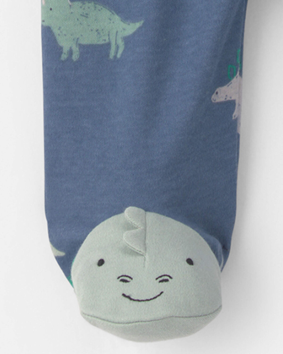 Baby Boy Dinosaur 2-Way Zip Sleep & Play Pajamas - Blue 4 Baby Boy Dinosaur 2-Way Zip Sleep & Play Pajamas - Blue