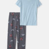 Boys Gaming Loose Fit 2-Piece Pajama Set - Blue/Grey