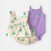 Baby Girl 3-Piece Fish Top & Short Set - Purple/Ivory