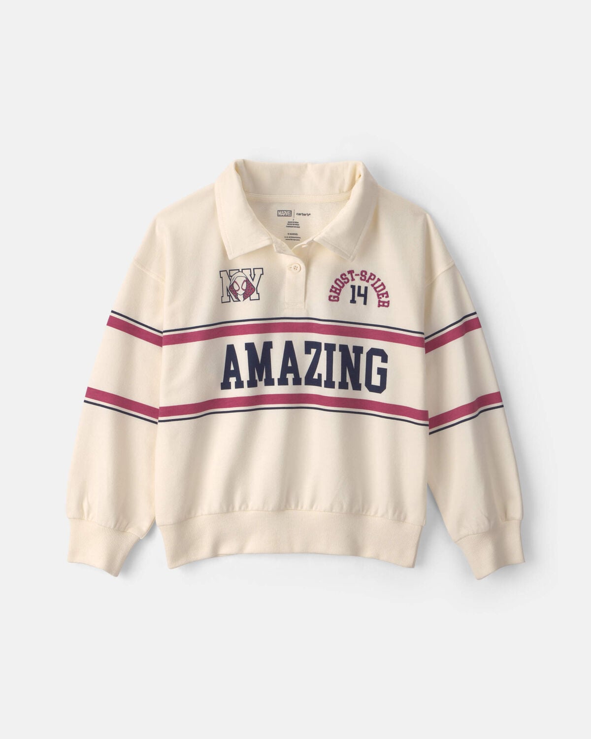 Kids ©Marvel Spider-Man French Terry Pullover Sweatshirt - Cream 1 Kids ©Marvel Spider-Man French Terry Pullover Sweatshirt - Cream