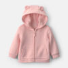 Baby Girl Bear Fleece Zip-Up  Hoodie - Pink