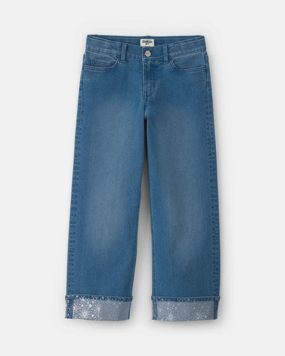Girls Shine Denim Wide-Leg Jeans - Light Wash