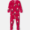 Toddler 1-Piece Beige Santa Christmas 100% Cotton Snug Fit Footed Pajama - Red