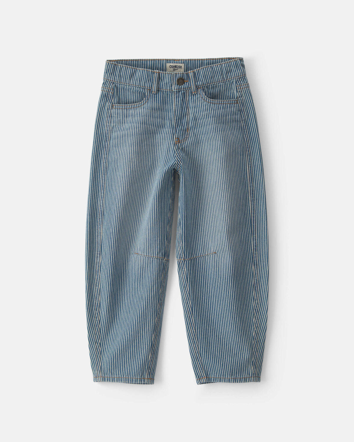 Girls Hickory Stripe Denim Barrel Jeans - Light Wash 1 Girls Hickory Stripe Denim Barrel Jeans - Light Wash