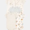 Baby 5-Pack Striped Birds Short-Sleeve Cotton Bodysuits - Ivory