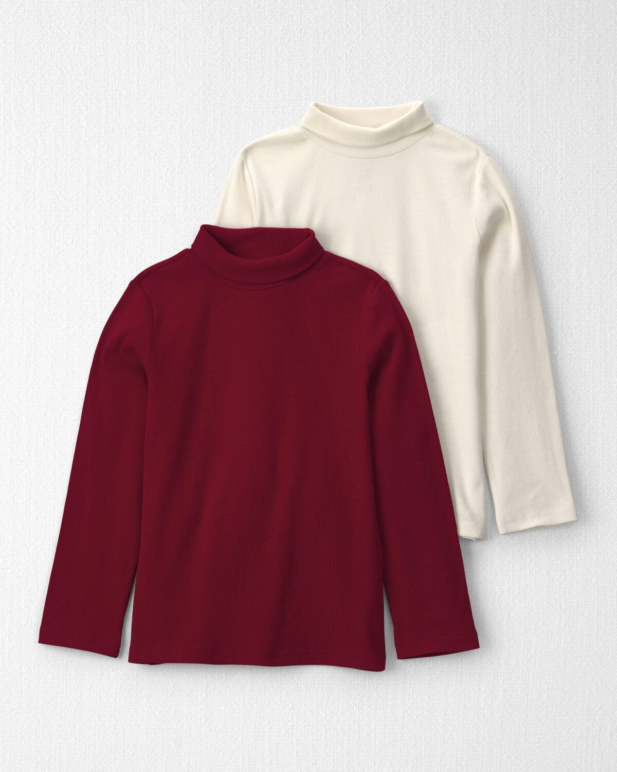 Girls 2-Pack Organic Cotton Ribbed Mock Neck Tops 1 Girls 2-Pack Organic Cotton Ribbed Mock Neck Tops
