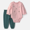 Baby Girl 2-Piece Floral Long-Sleeve Bodysuit & Pant Set - Pink/Green 15 Baby Girl 2-Piece Floral Long-Sleeve Bodysuit & Pant Set - Pink/Green