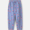 Girls Floral Fleece Barrel Pants - Blue/Pink