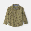 Boys Western Canvas Button-Down Shirt - Olive Green