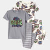 Toddler Boy Monster Truck 100% Cotton Snug Fit 4-Piece Pajama Set - Grey