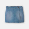 Girls Rainbow Stripe Denim Wrap Skort - Medium Wash
