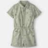 Girls Floral Cargo Romper - Green 7 Girls Floral Cargo Romper - Green